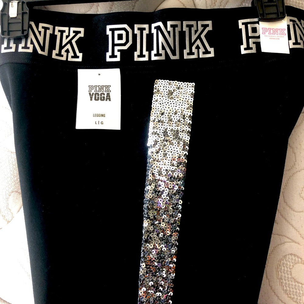 Pink Yoga legging , size large , new one , made with 87% cotton and 13% elastane